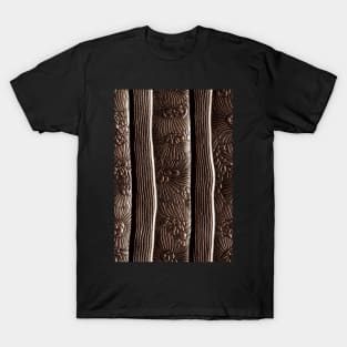 Dark Brown Ornamental Leather Stripes, natural and ecological leather print #45 T-Shirt